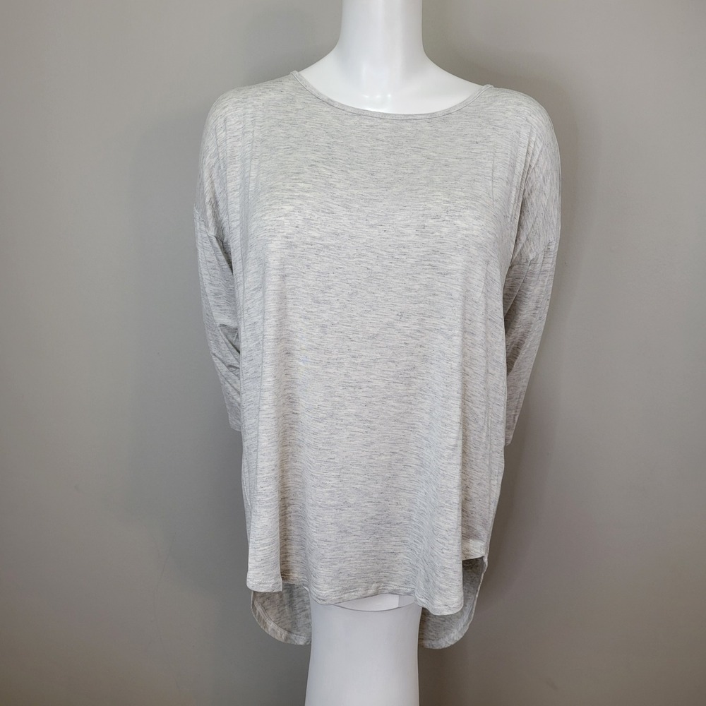 Papermoon Aubrey Cold Shoulder Hi-Lo 3/4 Sleeve Casual Gray Tunic Top Size XL